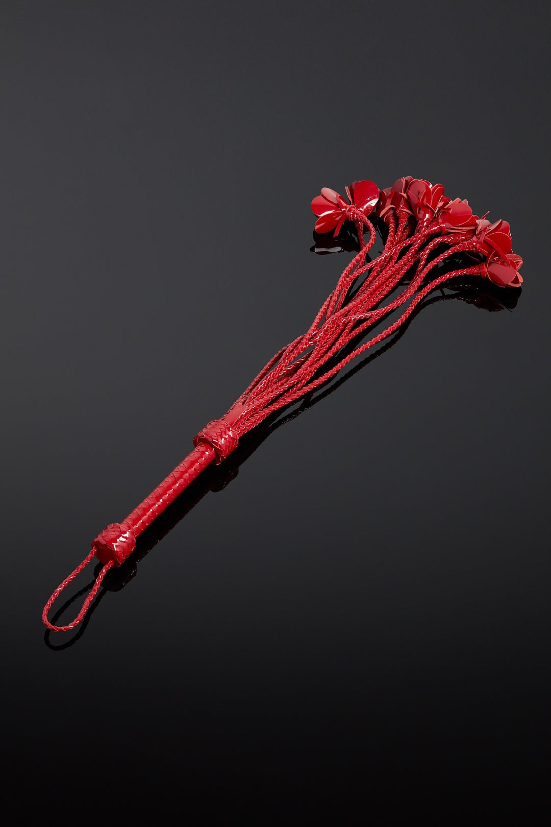 Red Patent Leather Rose Flogger