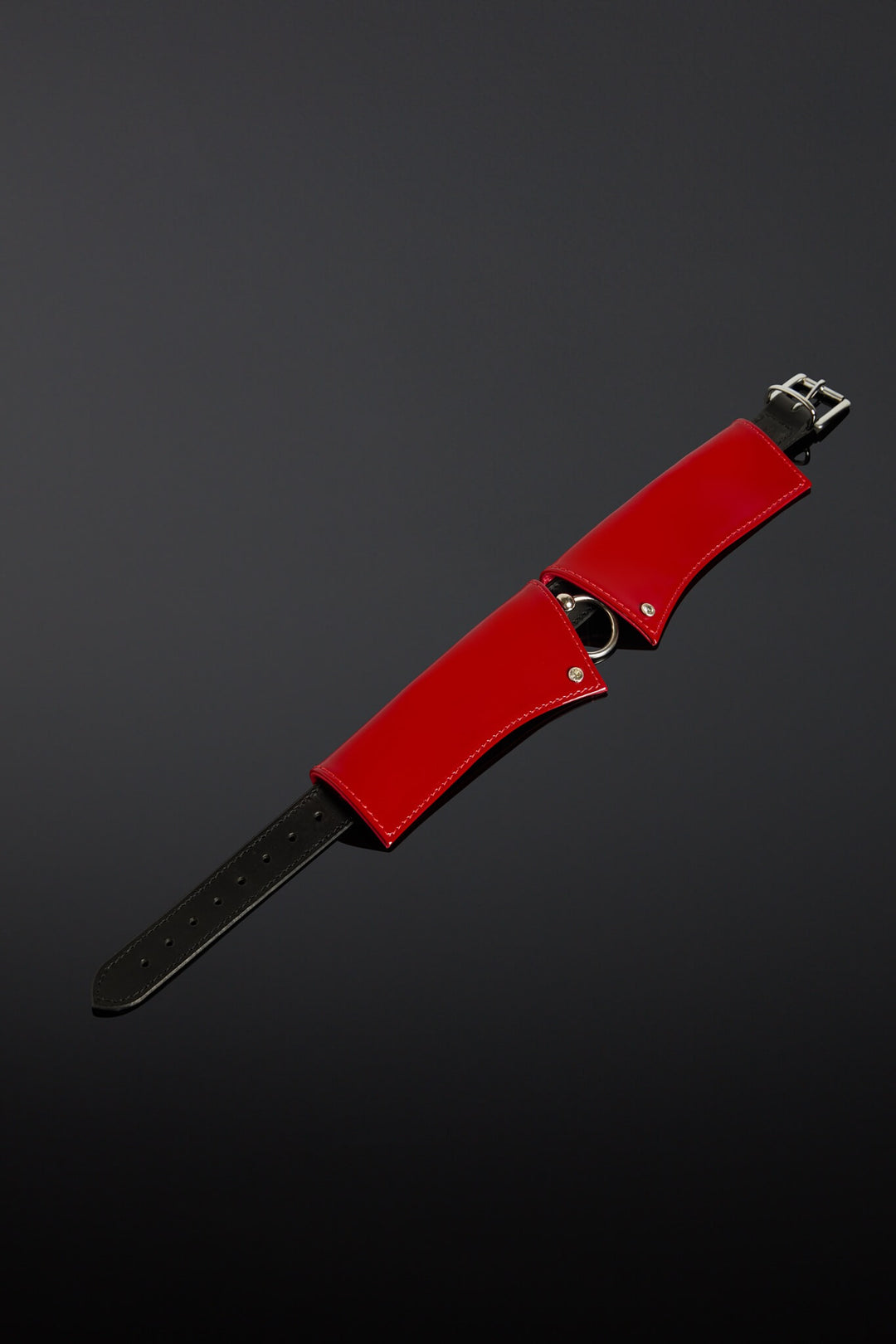 Red leather collar in red and black