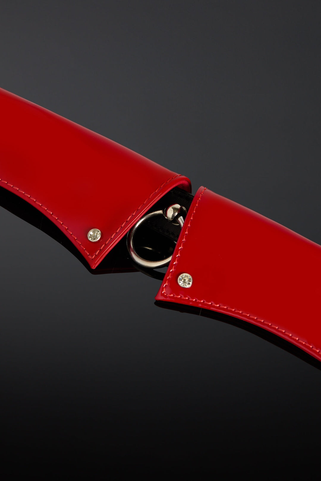 Red leather collar in red and black