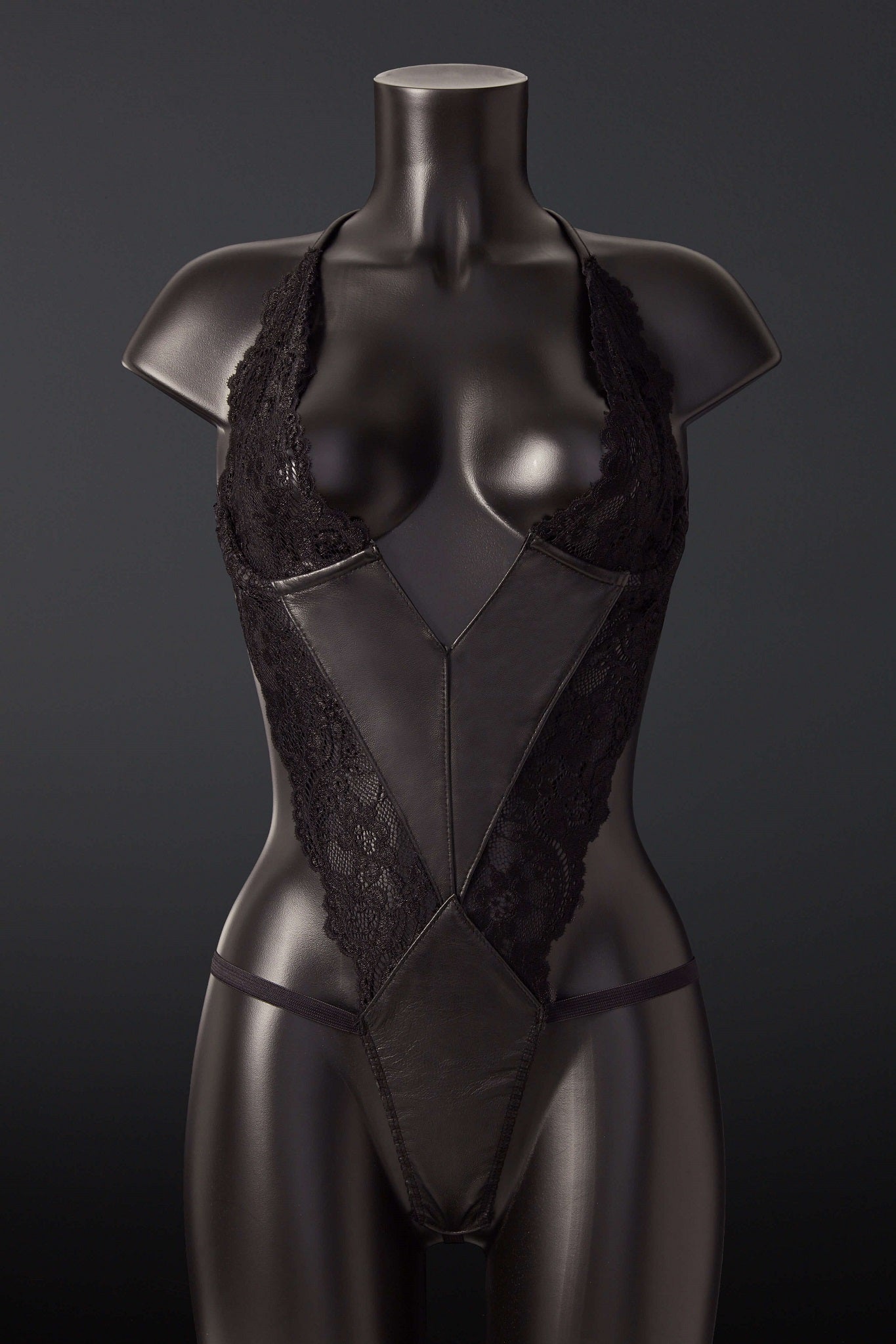 House of SXN VXN Leather and Lace Teddy