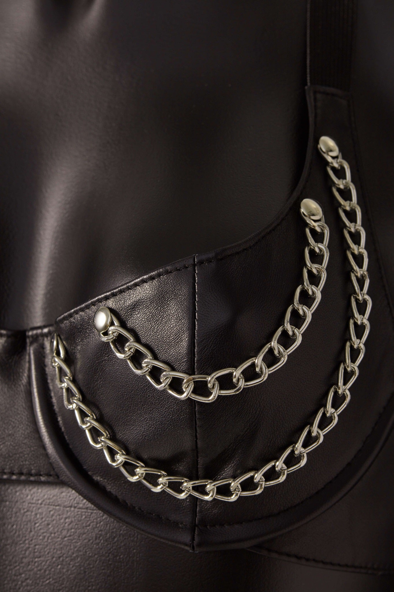 House of SXN The Audax - Leather and Chained Bra and Thong Set 2