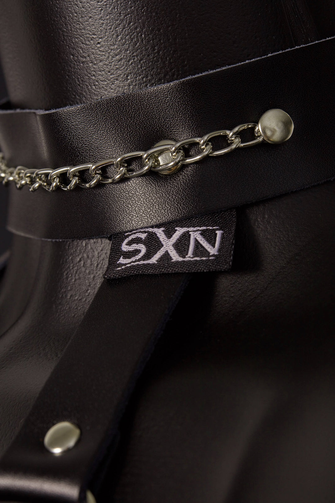 House of SXN Servage Leather and Chain BDSM Bra and Thong