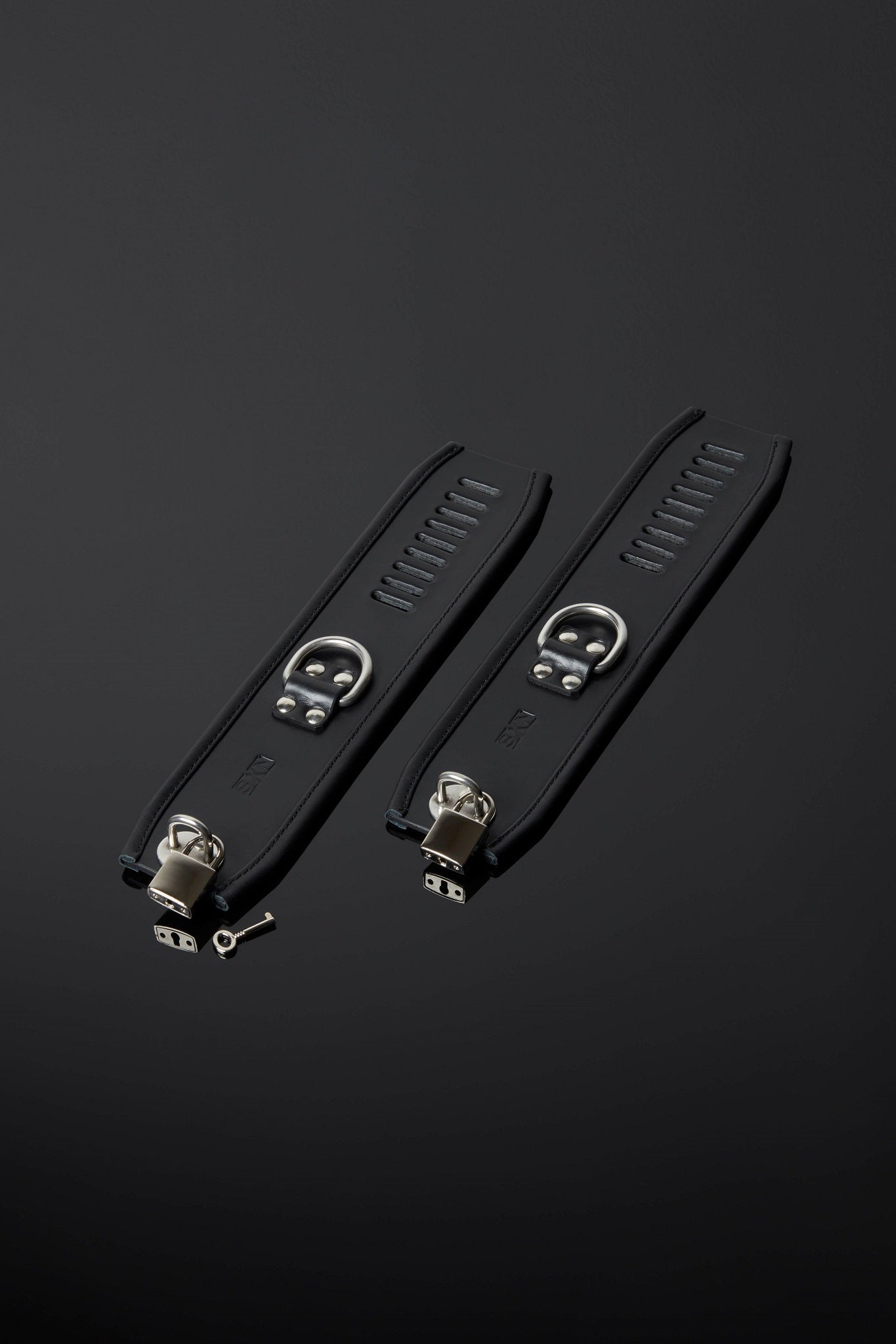 House of SXN Luxury Leather Bondage Ultra Asylum Cuffs Flat