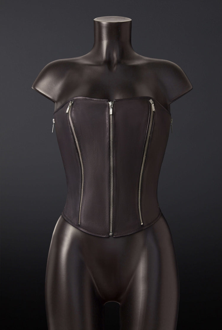 House of SXN Quin 5 Zipper Leather Corset