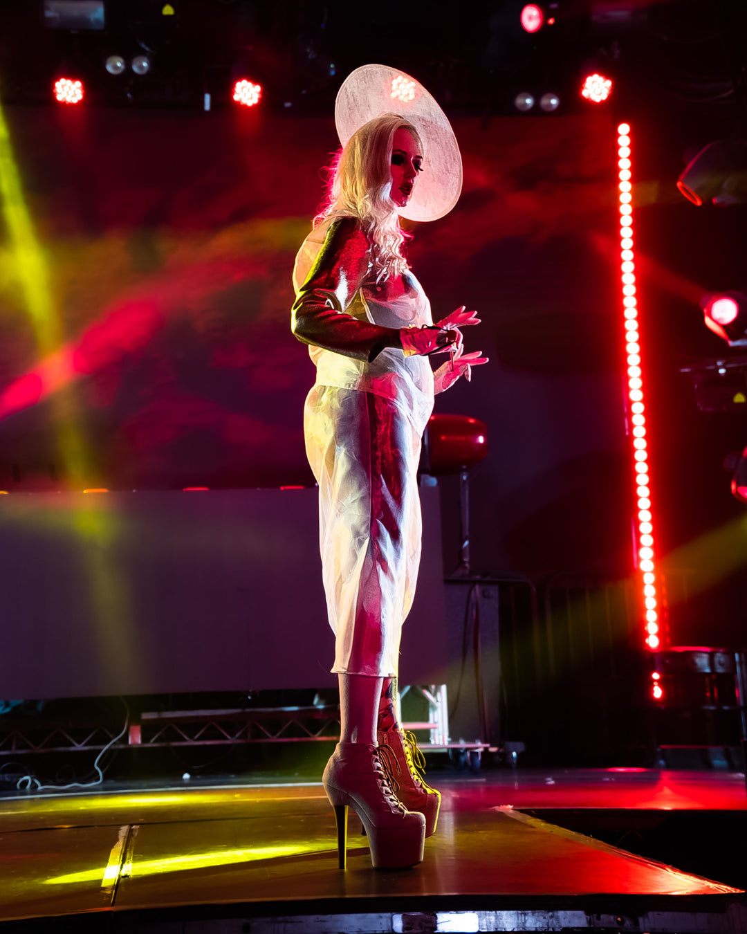 Model wearing the Thule see through fashion runway ensemble