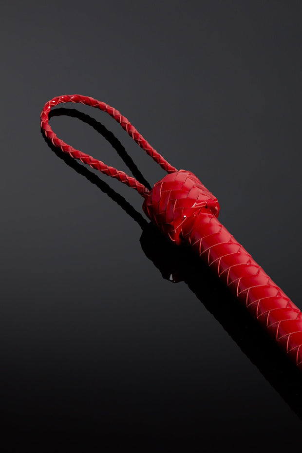 Red Patent Leather Rose Flogger