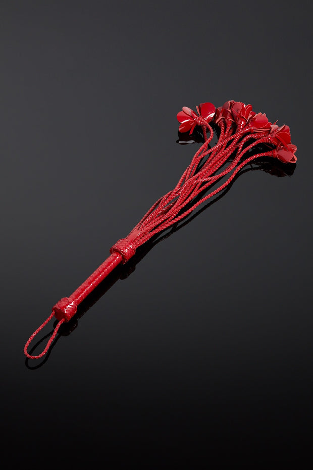 Red Patent Leather Rose Flogger