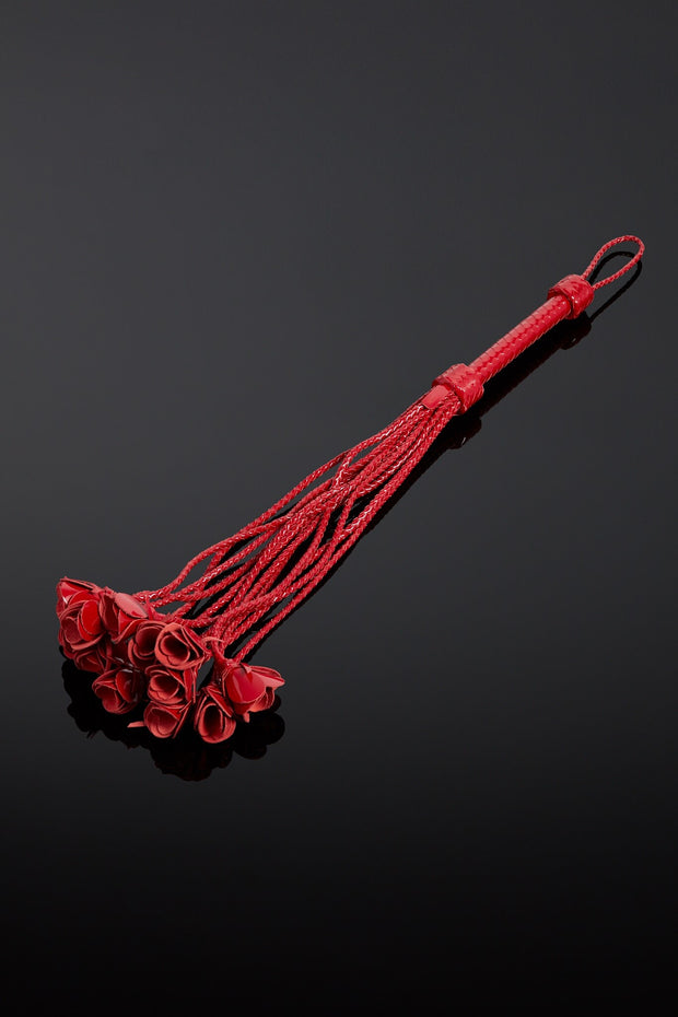 Red Patent Leather Rose Flogger