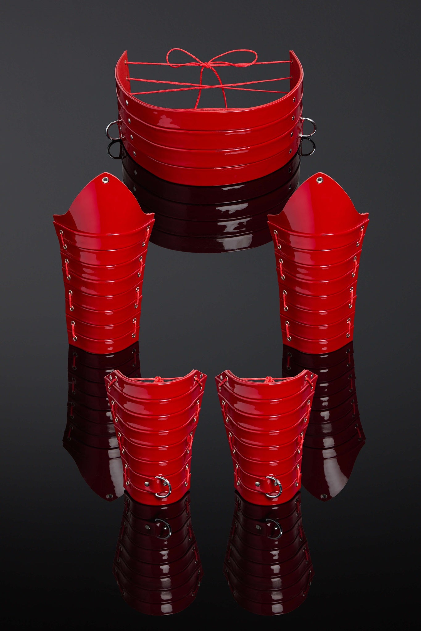 House of SXN Patent Red Domina Lacerti cuff set