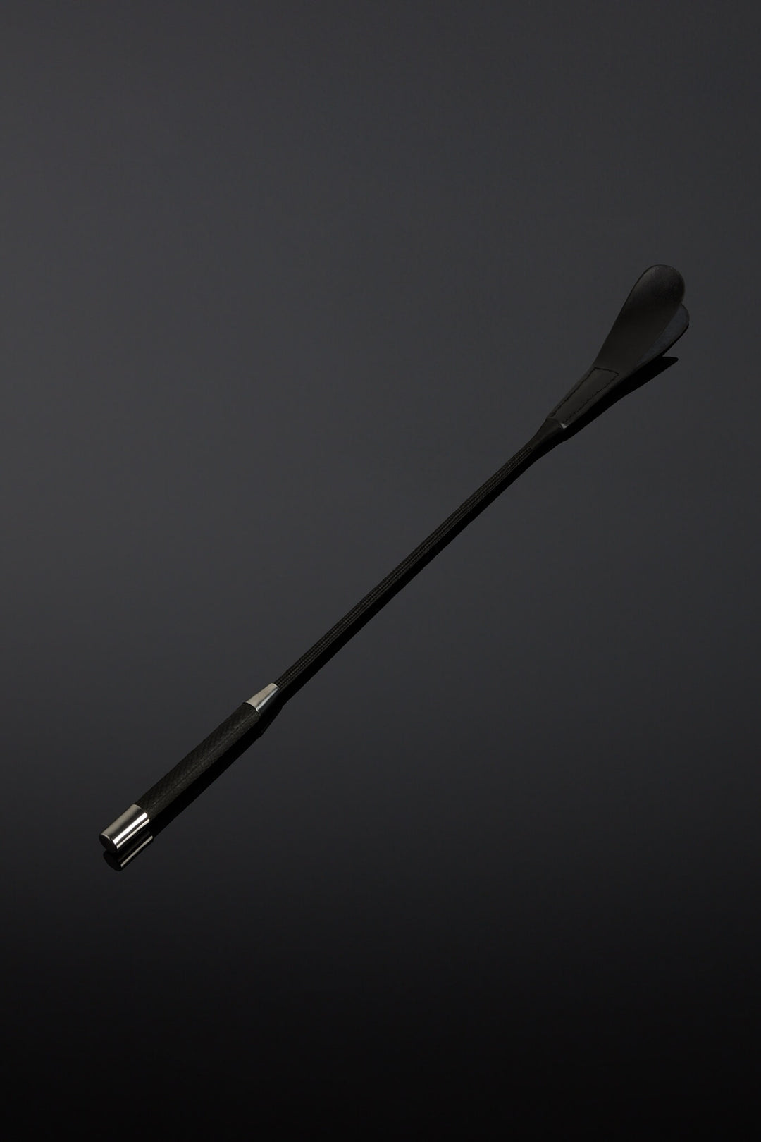 Black riding crop on a dark background