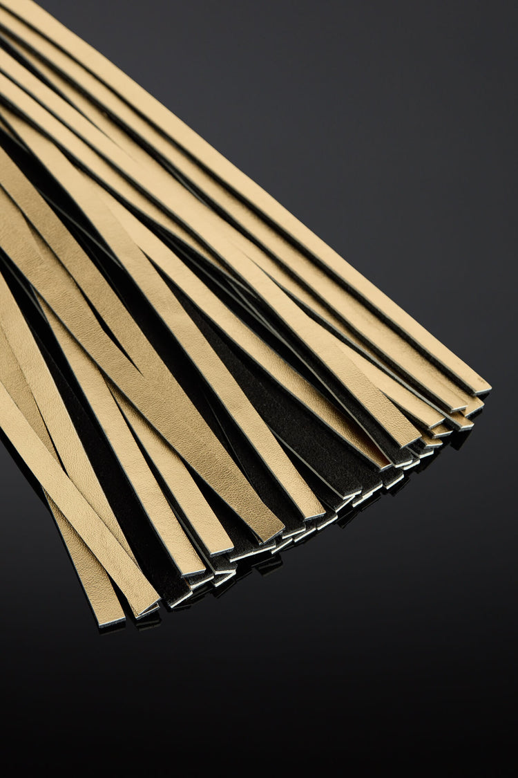 gold leather tails closeup photo