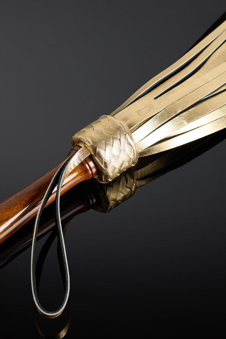 closeup of leather wrist loop