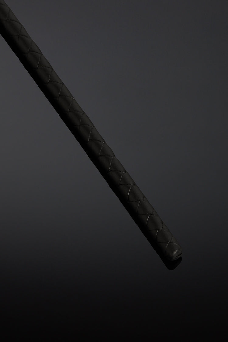 Closeup of leather cane tip