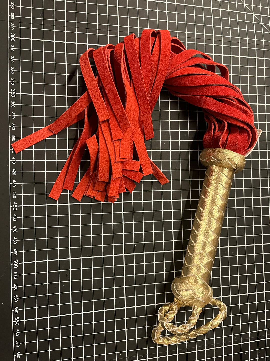 Red Suede and Gold Flogger - Sample Item