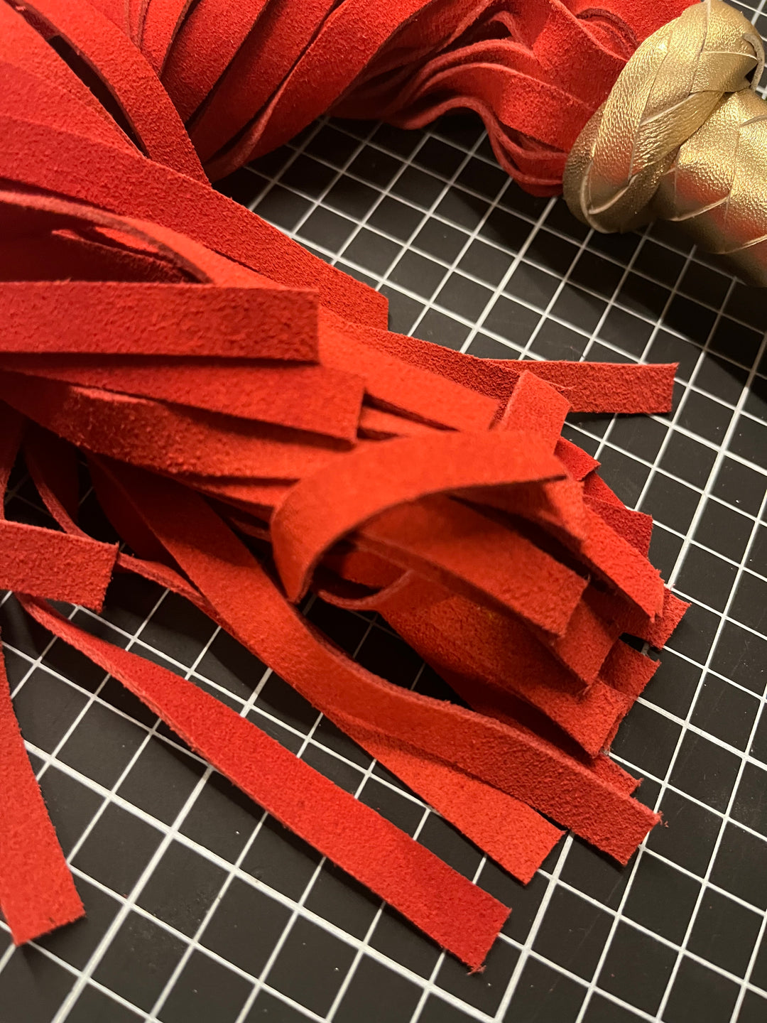Red Suede and Gold Flogger - Sample Item