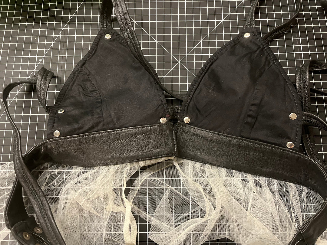 Leather Lingerie and Tulle Trim Top Size Small-Medium - Sample