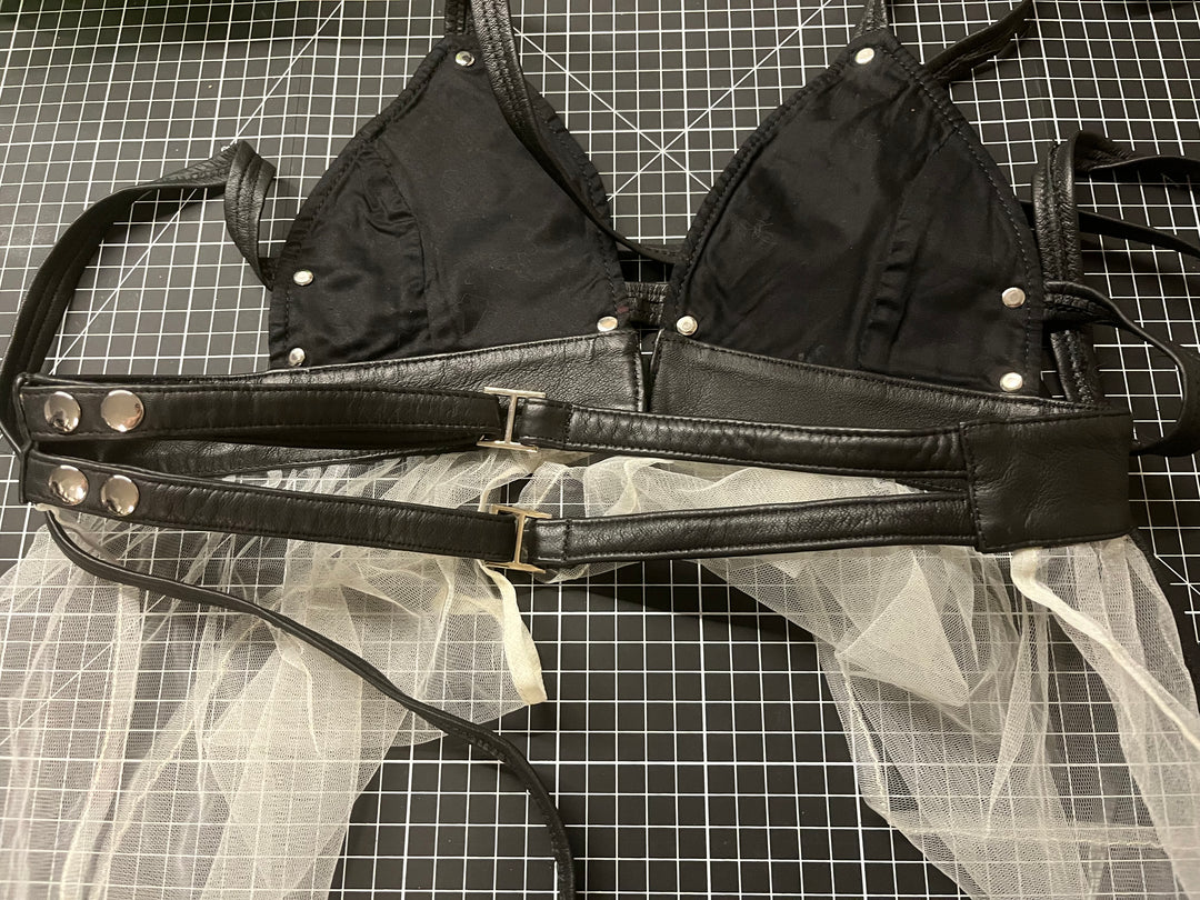 Leather Lingerie and Tulle Trim Top Size Small-Medium - Sample