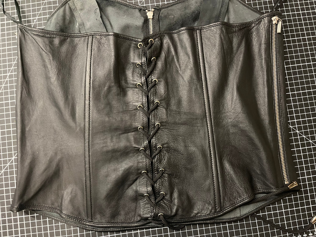 Quinn Black Leather Corset Size Extra - Large