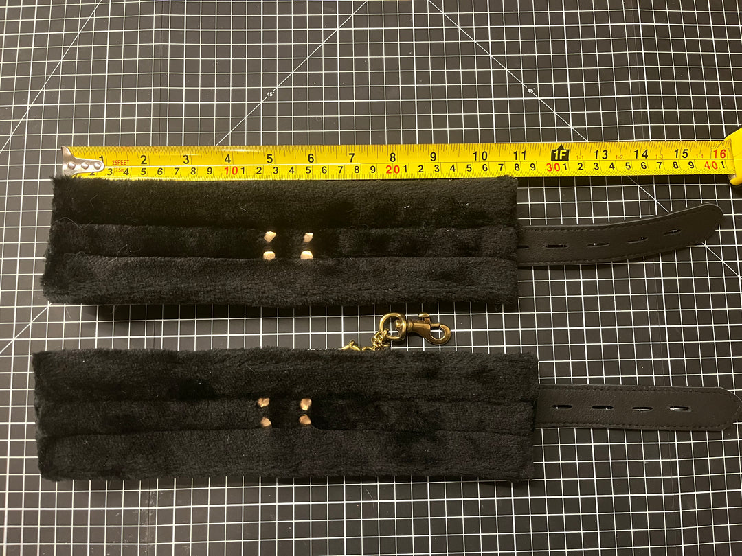 Faux Fur Padded Leather Wrist Cuffs - Sample