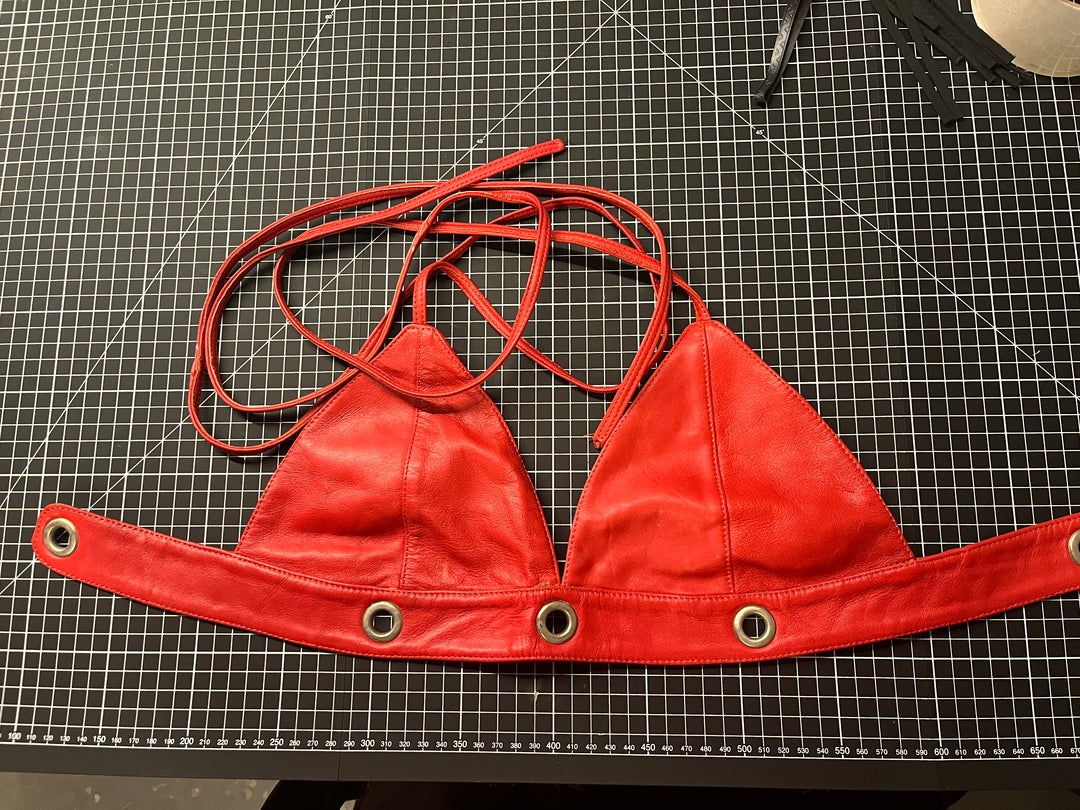 Red Leather Top - Lined - Size Medium - Sample