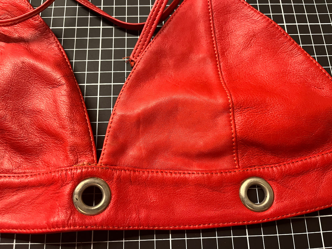 Red Leather Top - Lined - Size Medium - Sample