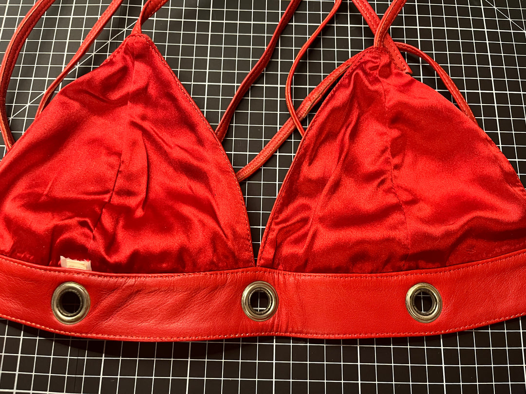 Red Leather Top - Lined - Size Medium - Sample