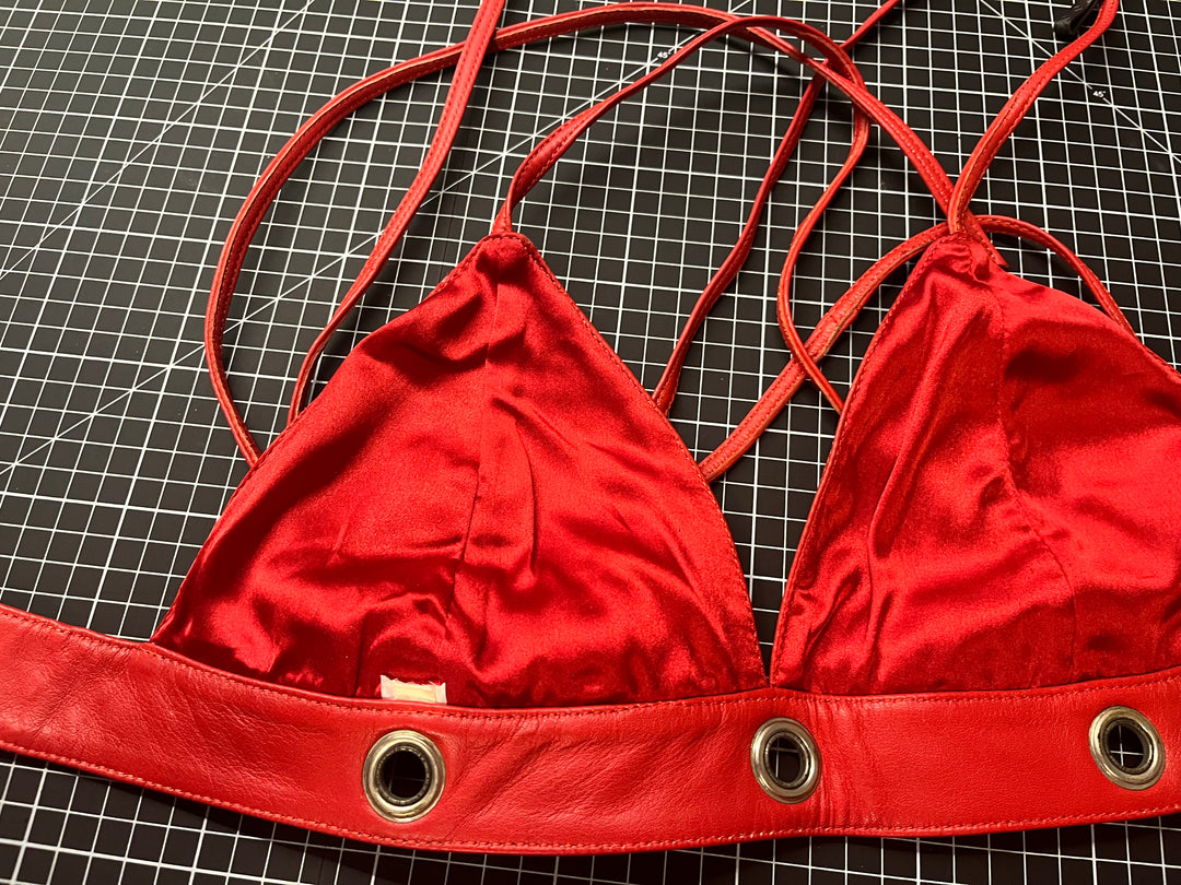 Red Leather Top - Lined - Size Medium - Sample