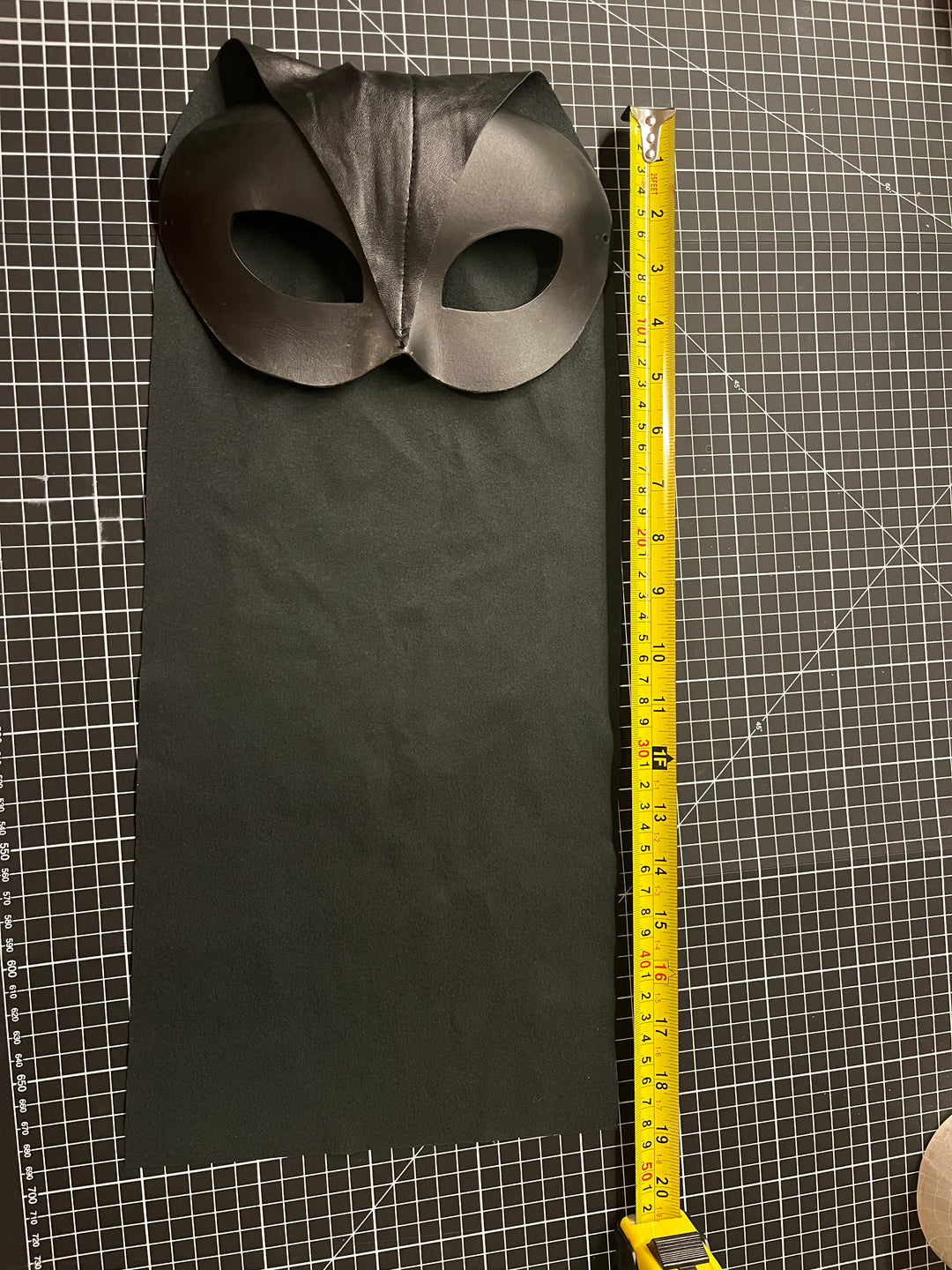 Faux leather molded mask with head cover - sample