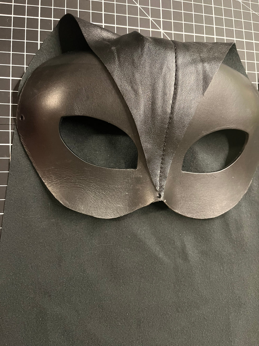 Faux leather molded mask with head cover - sample