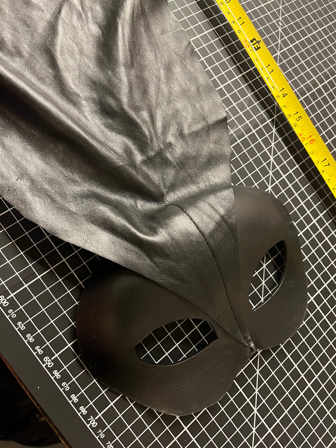 Faux leather molded mask with head cover - sample
