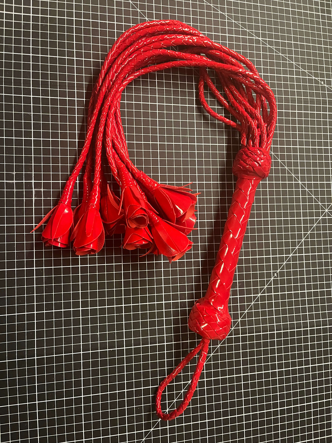 Faux Leather Rose Flogger RED - Sample