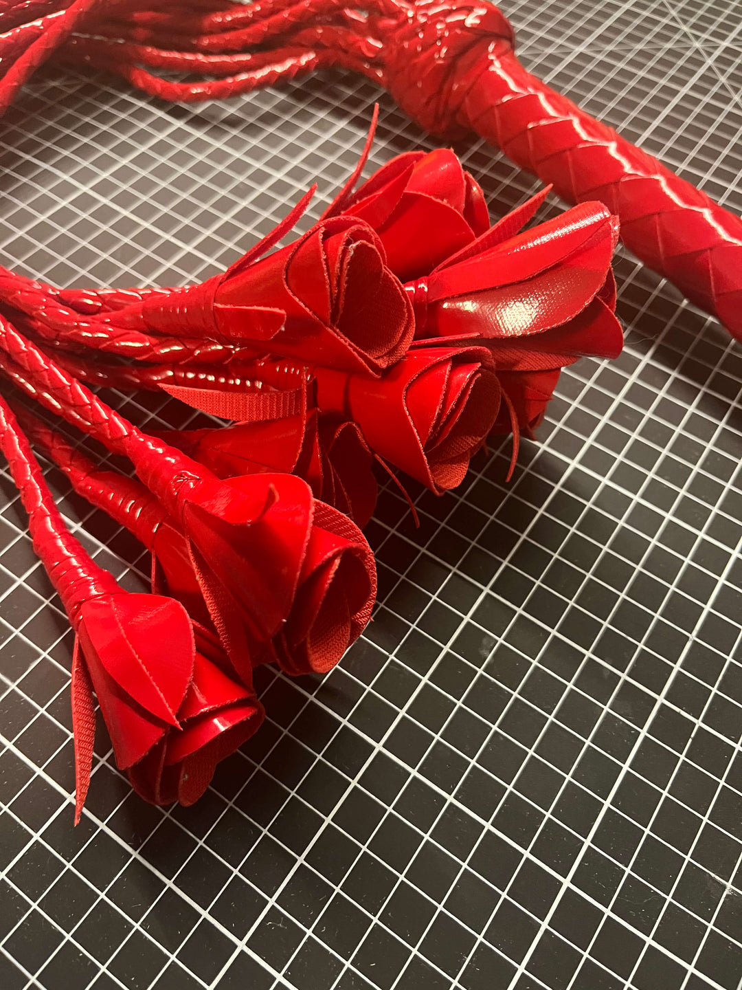 Faux Leather Rose Flogger RED - Sample
