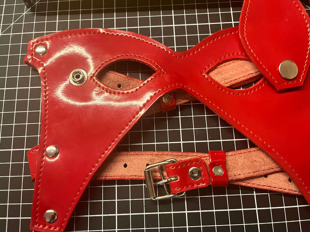Red Patent Leather Mask/ Blindfold - Adjustable