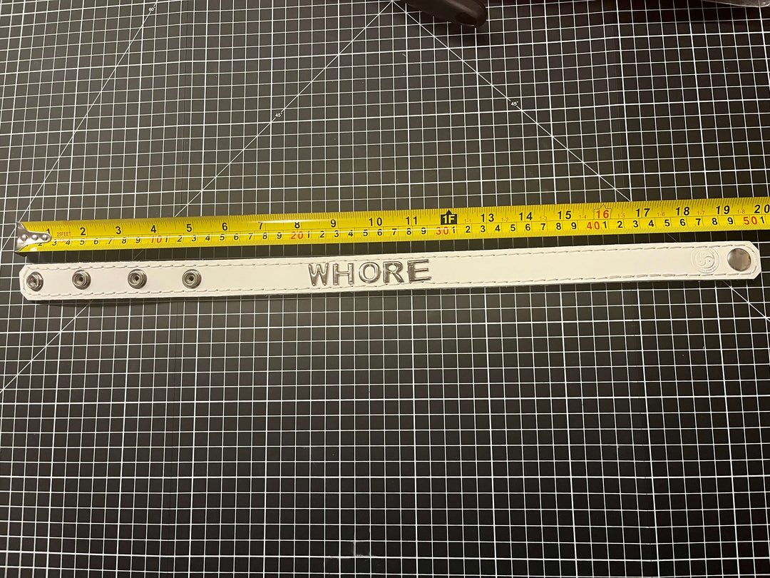 SHWW White Leather collar - WHORE