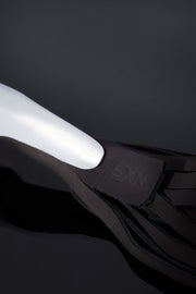 House of SXN Luxury Leather Bondage Monarch Metal Handle Flogger Close