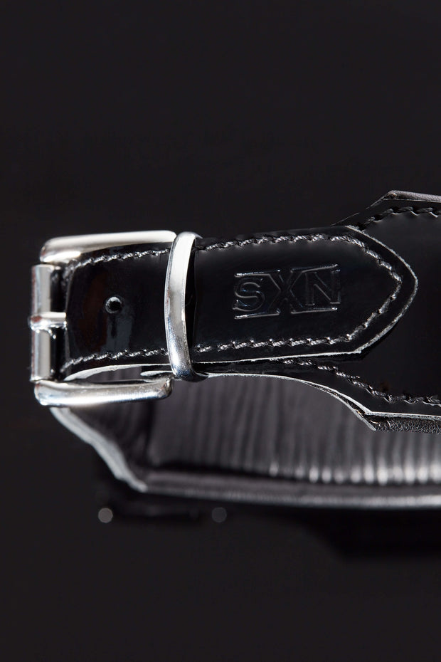 House of SXN Luxury Leather Bondage Padded Slave Collar Close Up 2