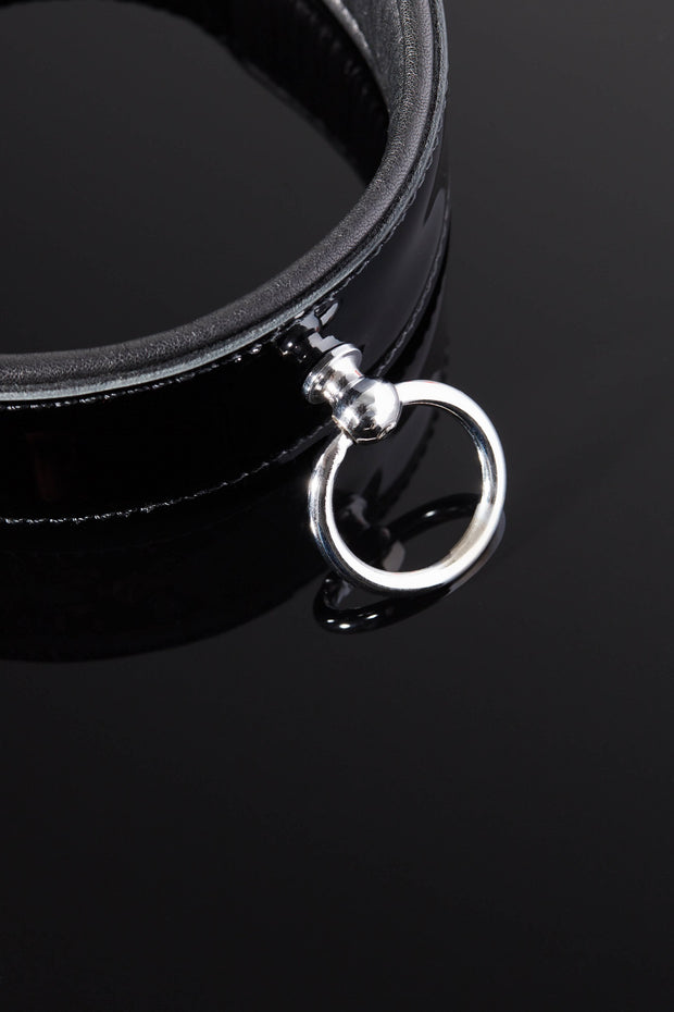House of SXN Luxury Leather Bondage Padded Slave Collar Close Up