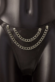 House of SXN The Audax - Leather and Chained Bra and Thong Set 4