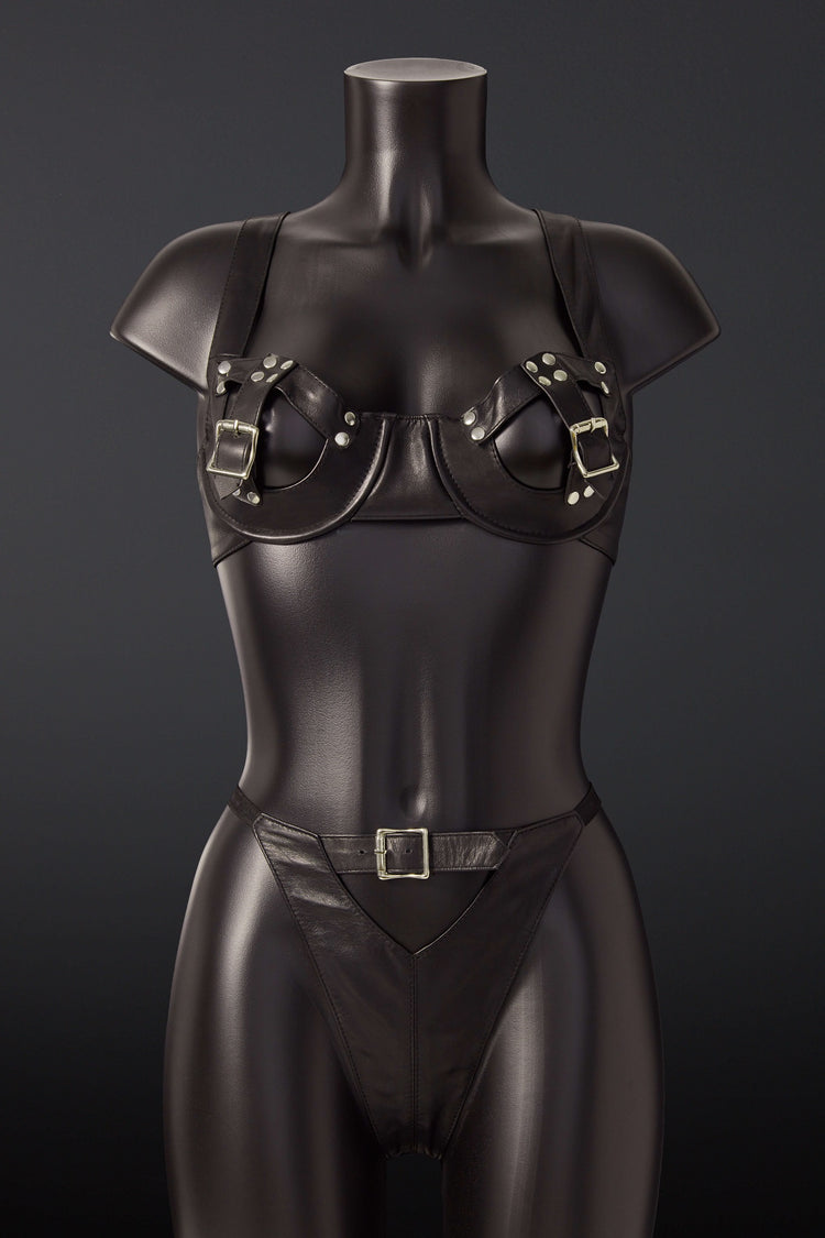 House of SXN Imperium Leather Bra and Thong Set 2
