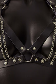 House of SXN Servage Leather and Chain BDSM Bra and Thong
