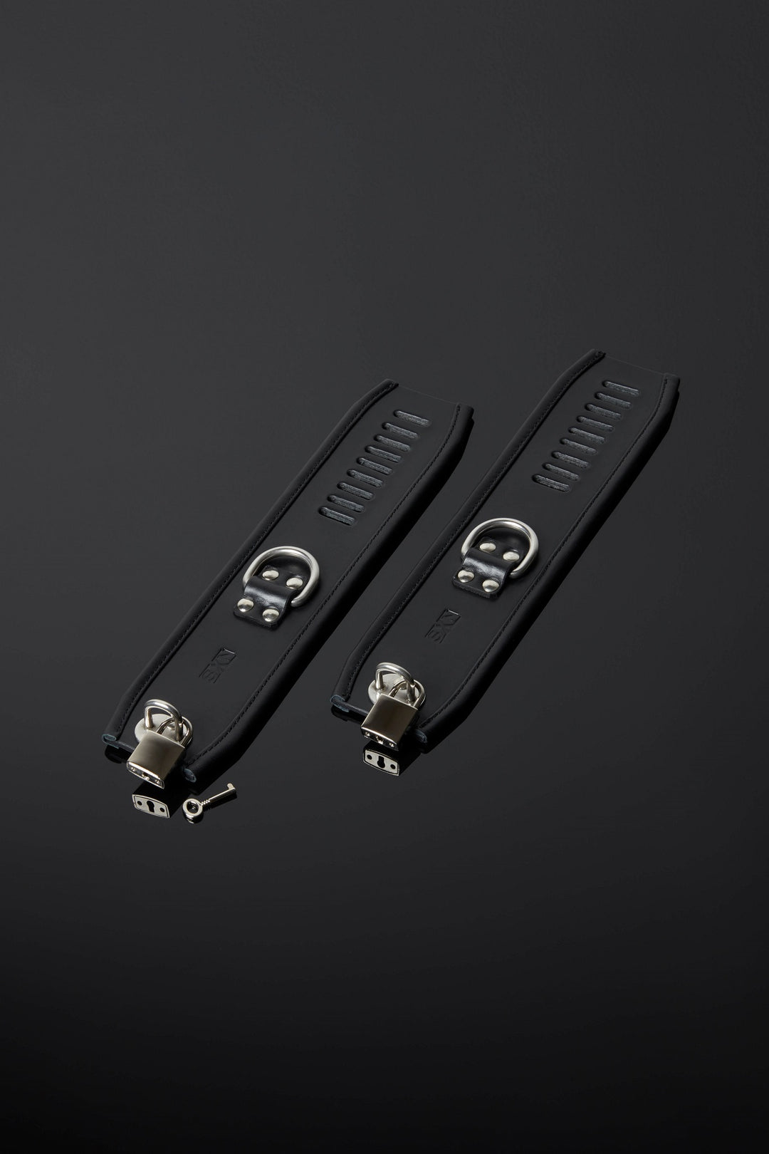 House of SXN Luxury Leather Bondage Ultra Asylum Cuffs Flat