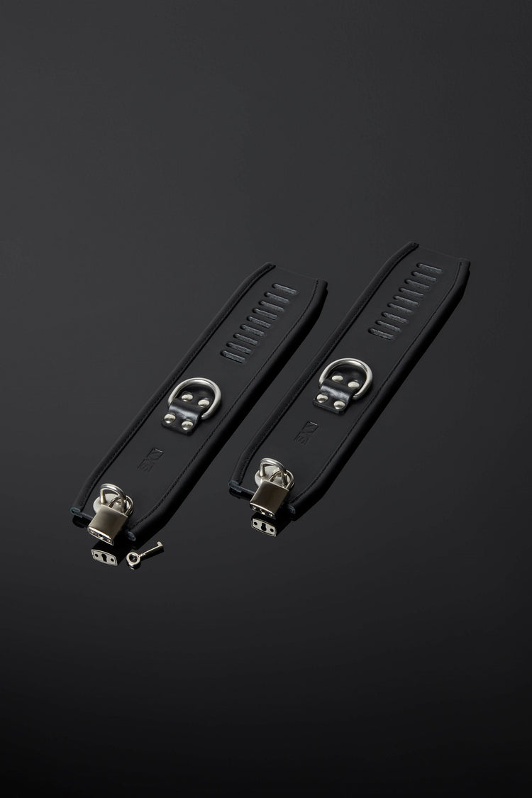 House of SXN Luxury Leather Bondage Ultra Asylum Cuffs Flat